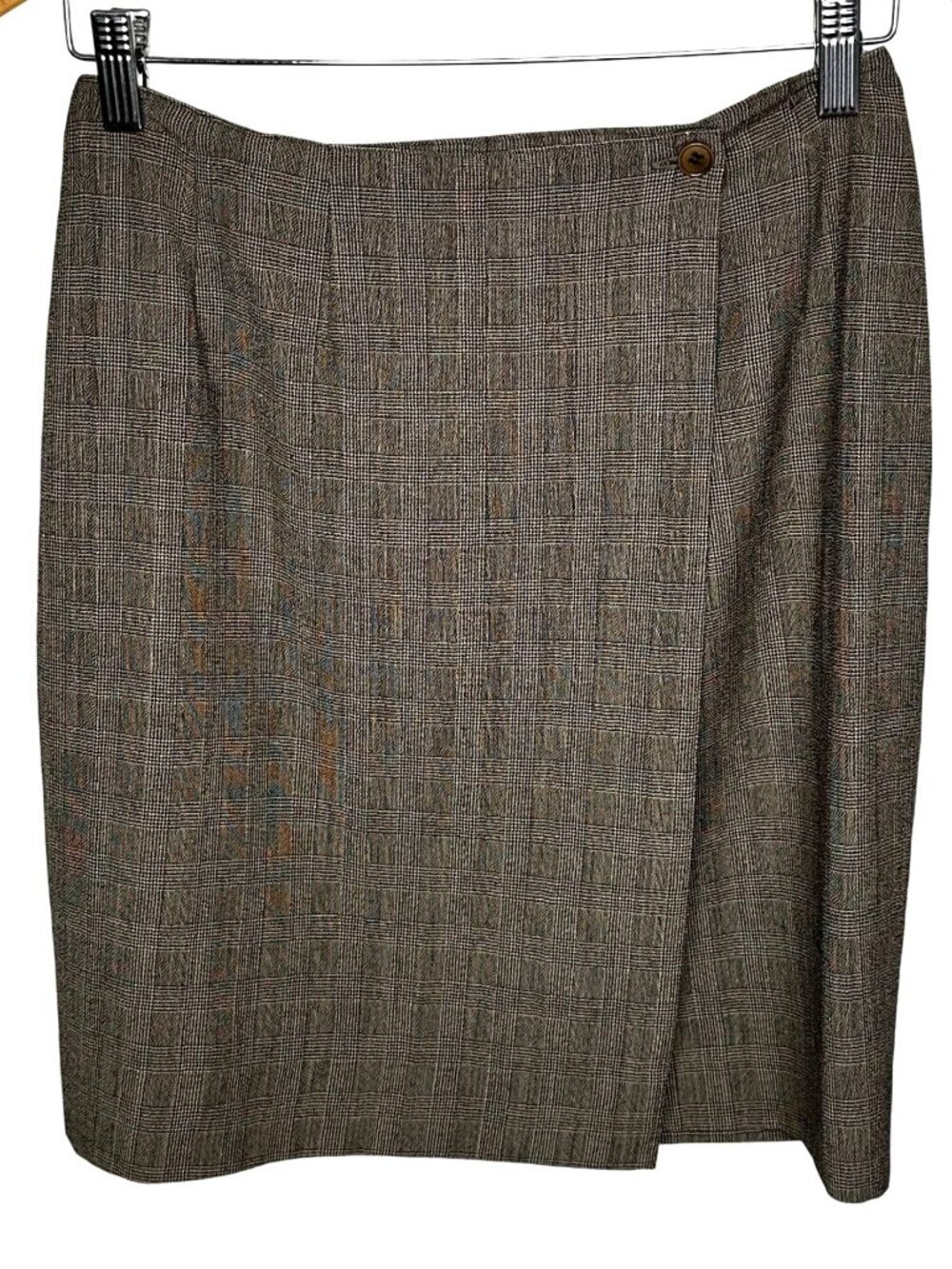 Y2K Borgopinti Firenze Italian Wool Glen Plaid Wrap Mini Skirt Old Money Sz M